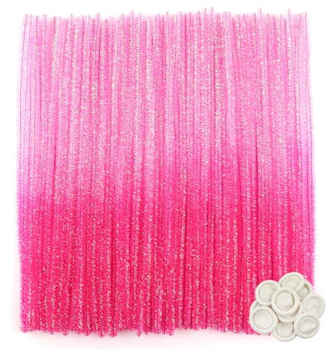 TOAOB 100 Pezzi Scovolini per Lavoretti Glitter Steli Ciniglia Gradiente Rosa Fibra Pipe Cleaner per Lavoretti Fai da Te Decorativi Artigianato Halloween Natale Decorazion 6mm x 30 cm