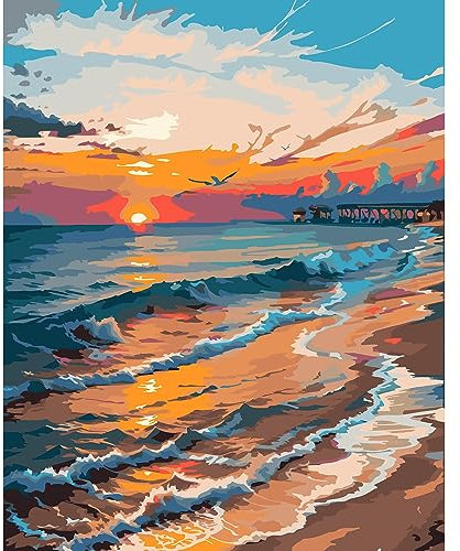 jieyisier Malen Nach Zahlen Erwachsene,Malen Nach Zahlen Landschaft,Paint by Numbers Adult für anfänger Zuhause Wanddekoration 16x20 Zoll(Sand)·