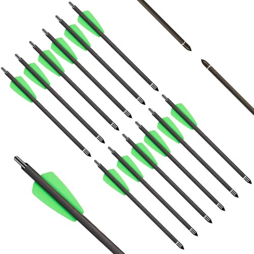 Toparchery 7.5 Zoll Carbon armbrustbolzen,12 er Armbrustpfeile aus Carbon für die Jagd und Zielübungen (Grün)