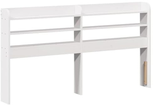 vidaXL Tête de lit avec étagères Blanc 150 cm Bois Massif de pin, tête de lit en Bois, tête de lit avec Rangement, tête de lit sur Pied