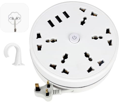 CLIUNT Universal Power Strip, Travel Power Extension Lead with USB, 2500W 10A, Multi Smart Power Socket Plug Extension with 2.8m Extension Cord for Home Office Travel