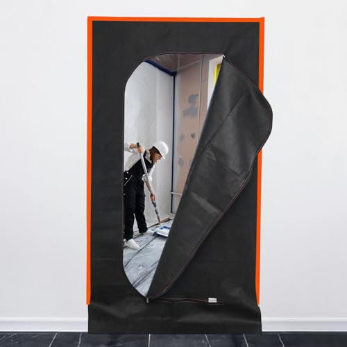 Anti Dust Door Cover Zipper Sheets for Decorating and Painting Size 220 cm X 110 cm with Double Puller, Heavy Duty Polypropylene Fabric Door Protective Drop Cloth Sheet for DIY Projects