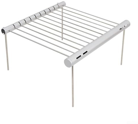 Zilimontt Faltbarer Holzkohlegrill, tragbarer Edelstahl-Campinggrill für Outdoor-Abenteuer, zusammenklappbarer Lagerfeuer-Grillrost, robuster Stahlgrill