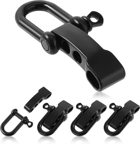 Tucnoeu 4pcs Paracord Verschlüsse Set - Zubehör Schäkel Edelstahl Verstellbare Schnalle für Armband, Schwarz