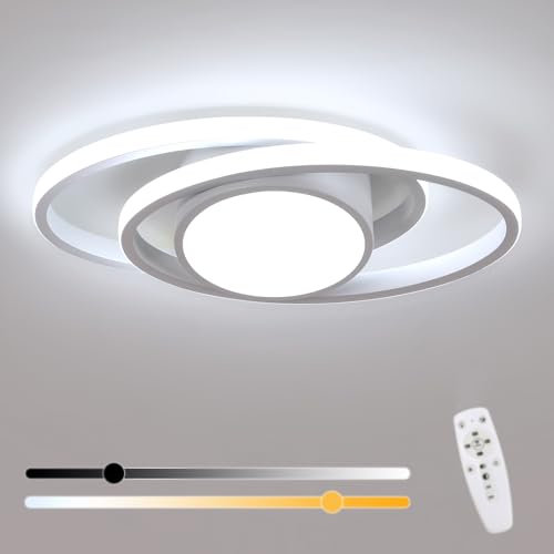 SENQIU LED Deckenleuchte, 39W LED Deckenlampe Dimmbar mit Fernbedienung, Moderne Deckenbeleuchtung Dimmbar Rund aus Aluminium Weiß für Schlafzimmer, Wohnzimmer, Küche, (3000K-6500K)