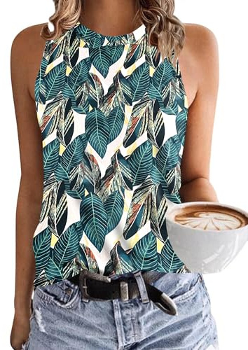 PLMOKEN Ärmellos Tank Top Damen - Sommer Vest Rundhals Oberteile Blusentop Elegantes Top