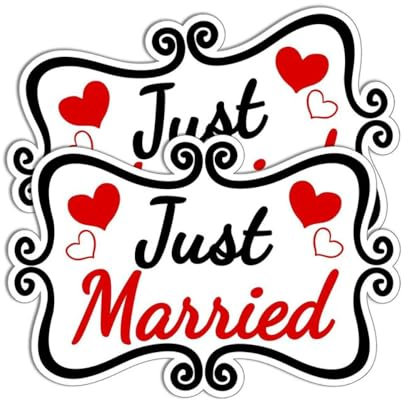 2 Stück Hochzeitsauto Magnet „Just Married“ Autodekorationsmagnet,Magnet für Autodekoration,Hochzeitsautodekoration Magnetische Autoaufkleber für Hochzeit Autotür Kühlschrank,