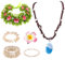 Carreuty 6 Stück Prinzessin Zubehör Kompatibel mit Vaiana, Prinzessin Kette Hawaii Girlande Stirnband Blume Haarspange 3 Shell Fußkettchen Partyzubehör für Mädchen Kinder Geburtstag Urlaub Cosplay