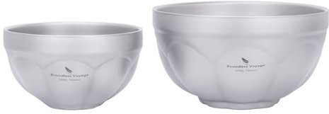 Boundless Voyage Double Walled Titanium Bowl Outdoor Camping Metal Bowl Ultralight Portable Tableware for Oatmeal, Rice, Soup, Yogurt, Salad (500ml+800ml Ti1173t)