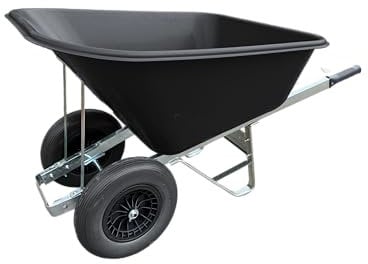 Agri Barrow Wheel Barrow 200 Litre Plastic Wheelbarrow with Puncture Proof Twin Slim Tyres, Black – Ideal for Equestrians, Farmers, Gardeners, Stable Yards, and Heavy-Duty Use