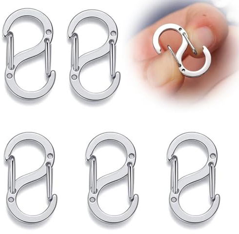 ZILZUFA 5 Stück Ketten Verschlüsse mit Doppelter Öffnung, Edelstahl-Halsketten-Armband Verschluss, Kettenverschluss Silber, Verschlüsse für Halsketten-Clip, Verschluss für Armbänder
