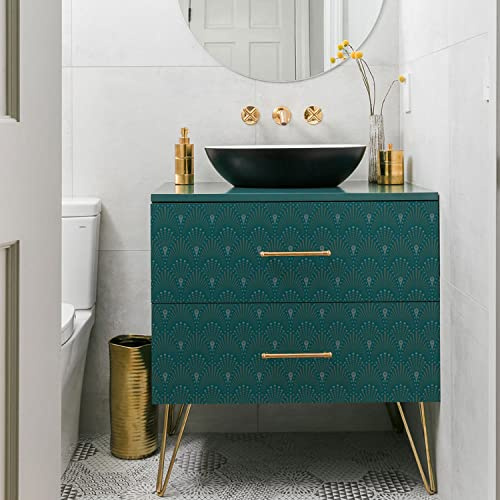 Sticky Back Plastic Elegant Green Yellow Kitchen Wallpapers Bedroom Peel and Stick Waterproof Sticky Back Plastic Roll Furniture Worktop Vinyl Covering Art Deco Self Adhesive Wallpaper 40x250 cm/2p