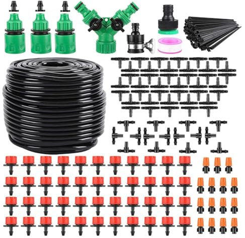Vocdikficy Kit de Riego por para Jardín, de Riego por, Tubo en de 1/4 Pulgada, Juego de Equipo de Riego Automático DIY