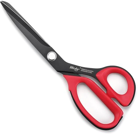 Mr.do Schere Ultra Scharf Professionelle Mehrzweck Stoffschere Nähschere | mit Integrierten Klinge Schwarzem Oxid Edelstahl Rostbeständig und Ergonomischem Bequeme Weiche Rot Gummi Griff für Schneider