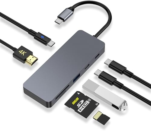 USB C Hub, 7 IN 1 Adaptador USB C con HDMI para MacBook Tabletas Portátiles | Dispositivos Type-C OTG • 4K HDMI • 100W PD • USB C 3.2 • USB C 2.0 • USB A 2.0 • Lector SD/TF • Adaptador USB MacBook