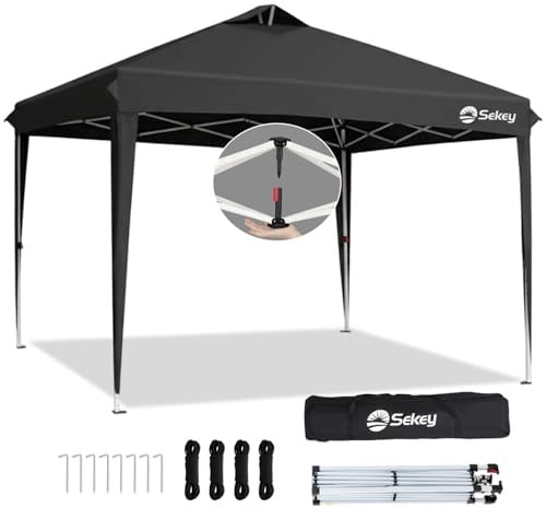 Sekey Designer Serie | Pavillon 3x3 mit Belüftung Faltpavillon Wasserdicht | 3x3m für 6‑9 Personen, UPF 50+ UV‑Schutz, PU1000+ wasserdichtes Dach, Belüftetes Design, Einfacher schneller Aufbau, Schwarz