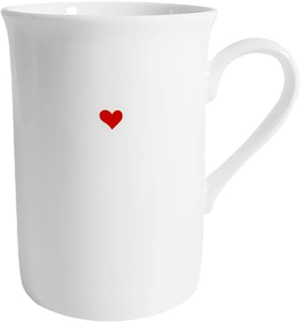 HANABASS 290Ml Bone China Coffee Mug Heart-Shaped Red Ceramic Tea Cup for Mom Couple Use