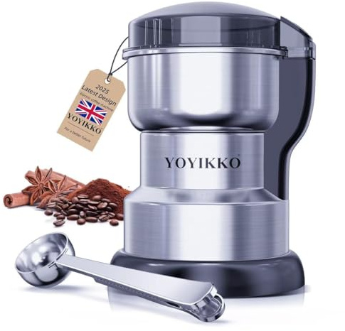 Electric Coffee Grinder 300W, Adjustable Grind, Espresso/Drip/Pour. Coffee Grinder for Coffee, Spices, and Other Foods (silvery-90)