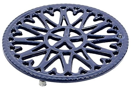Minuteman International woodstove Tabletop cast Iron Trivet, Blue, 7 Diameter