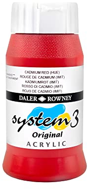 Daler-Rowney System3 Acrylic Paint, Plastic Pot, 16.91oz - 500 ml, Cadmium Red Hue