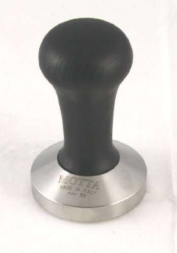 Motta 8150/B Tamper aus Edelstahl, konvex mit schwarzem Echtholzgriff,58 mm