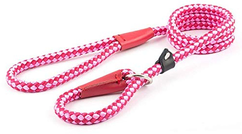 Ancol Nylon Rope Slip Lead Raspberry 1.5mx12mm, transparent