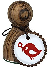 Stemplino Orig Maxistempel Stempel L - Vögelchen mit Blume - hochwertiger Holzstempel Motivstempel Holz Briefpapier gestalten