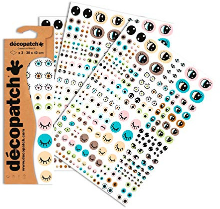 Décopatch Cute Eyes Paper, 30x40cm (Pack of 3 sheets)