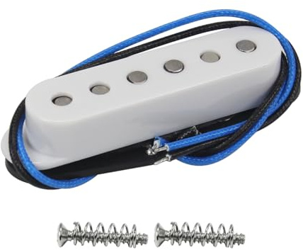FLEOR Micro simple bobinage Alnico 5 Micros ST Micros Guitare Intermédiaire Staggered pour guitare électrique ST SQ, blanc