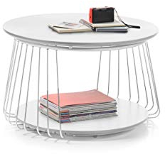 Newfurn Couchtisch Wohnzimmertisch Modern II 70x42x 70 cm (BxHxT) II [Milas.one] in Metall/Weiß Wohnzimmer