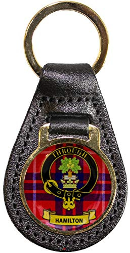 I LUV LTD Leather Key Fob Scottish Clan Crest Hamilton Scottish Made
