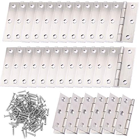 Sweieoni 25Pcs Charnière En Acier Inoxydable Charnières Acier Inoxydable Charniere Porte Placard DIY Charniere Pour La Maison Meubles Matériel Armoire(avec 150Pcs M3 * 16mm Vis)