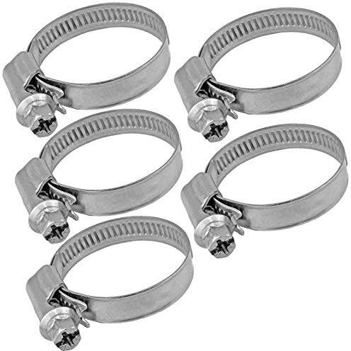 5 Schlauchschellen Set aus Edelstahl | Spannbereich 32-50 mm für 1 1/4 Zoll 1 1/2 und 2 Zoll Schlauch | Bandbreite 9mm