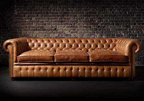 jvmoebel XXL Hellbraun Sofa 3 Sitzer Couch Chesterfield Polster Sitz Garnitur Leder Neu