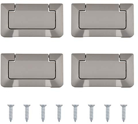 MOROBOR Tirador de anillo empotrado para puertas de bolsillo, color gris, 4 piezas, pomos ocultos de aleación de zinc para armarios, cajones