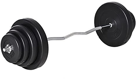 HOMCOM Langhantel Set Kurzhantel einstellbar mit W-förmigen Griffe für Krafttraining 70 kg Metall Schwarz