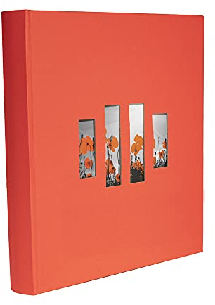 Exacompta 16077E Fotobuch MILANO 300 Fotos 60 schwarze Seiten Format 29 x 32 cm Einband aus rotem Papier mit Textileffekt Fenster zur individuellen Gestaltung FSC® zertifiziert