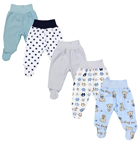 TupTam Baby Unisex Hose mit Fuß Bunte 5er Pack, Farbe: Junge 9, Größe: 68