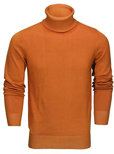 Xposed Mens Roll Neck Jumper Soft Cotton Fine Knitted High Turtle Polo Pullover Top[JUMPER-G1808,L,Mustard]