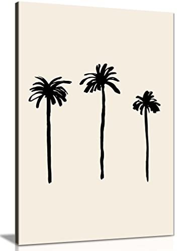 Panther Print Fine Art Prints Abstract Palm Trees Illustration Artistic Framed Canvas Print, Pictures for Home Walls, Bedroom, Living Room & Bathroom Decor 61x41cm (24x16in)
