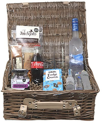 Personalised Premium Vodka Gift Set Alcohol Hamper with 35cl Grey Goose & a Pair of Engraved Glasses
