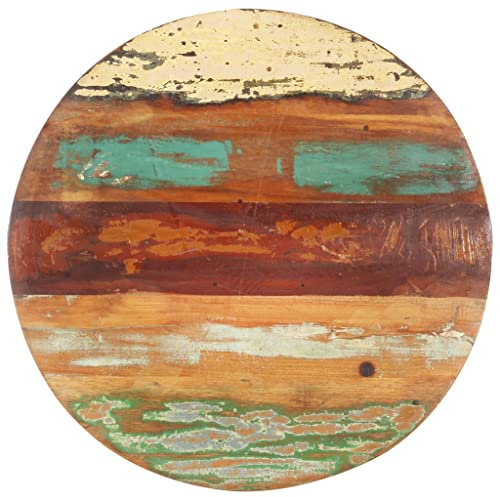 homiuse Tischplatte Rund 70 cm 25-27 mm Altholz Massiv Mehrfarbig Holzplatte Massiv Holzplatte Rund Tischplatte Ersatzteil für Esstisch Couchtisch Garten Tische Praktisch & Schön Industriestil