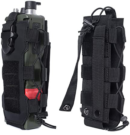 Laser Cut Design Molle Radio Pouch Holder & Molle Adjustable Water Bottle Holder 40 oz,Black/Green/Coyote Tan Tactical Bottle Pouch for Backpack Belt