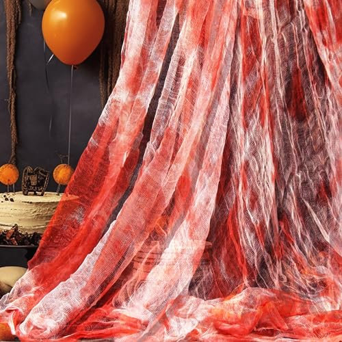 NEBURORA Halloween Creepy Cloth 200 x 85inch Blood Red Halloween Party Scary Cloth for Indoor and Outdoor Halloween Party Decorations Cover Entrance House Door Window and Haunted House Decoration