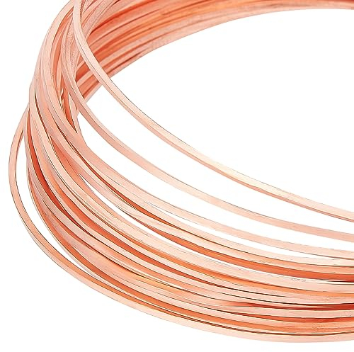 BENECREAT Cable de Cobre Desnudo de 6m, Alambre de Cobre Cuadrado de 1mm, Alambre de Joyería Artesanal Resistente Al Deslustre para Joyería DIY, Pulseras Pendiente Fabricación