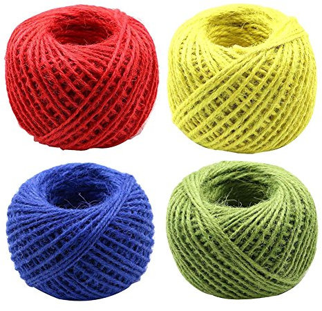 PuLAif Bondage-Seil, Gartenseil, 4er-Set, farbiges Seil, langlebiges, handgewebtes Juteseil, bunt, 200 m