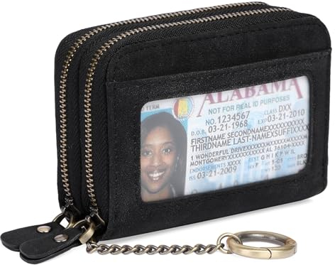 GOIACII Kleine Geldbörse aus echtem Leder für Damen, RFID-blockierendes Kreditkartenetui, A01 Matte Black-Upgrade, Classic