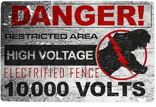 Metallschild Wanddekoration Gefahr Hochspannung Aluminium Warnschild Raptor Lustige Blechschilder Bar Dekorationen Kunst Film Poster 20,3 x 30,5 cm