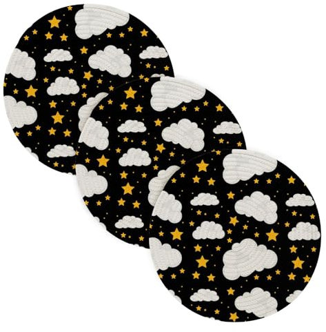3 Pcs Trivet Mat Star White Cloud for Hot Dishes 15in Cotton Thread Weave Pot Holder Set Holder for Instant Pot Kitchen Aid