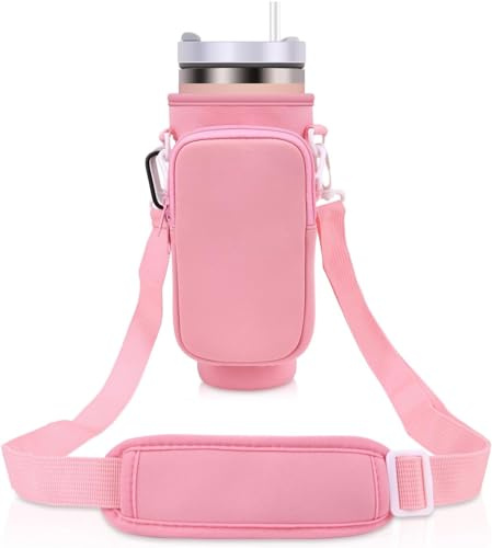 Theaque Wasserflasche Tragetasche, Kompatibel Mit Stanley Becher Mit Griff, Wasserflaschenbeutel für Quencher H2.0 Flowstate, Adventure Quencher 1,2 L Becher, Rose